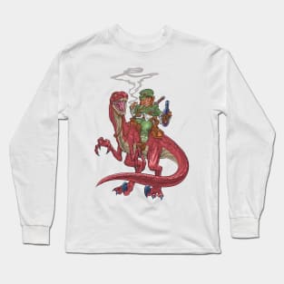 Leprechaun on a Velociraptor Long Sleeve T-Shirt